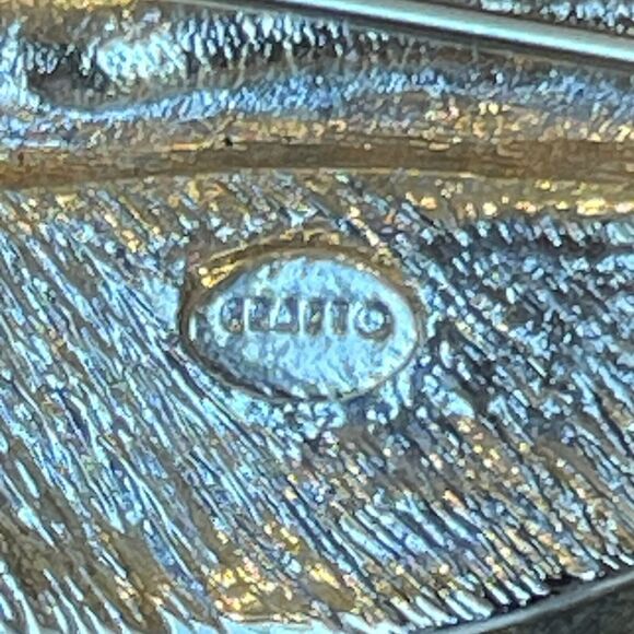 Vintage GEM CRAFT Brooch Pin Mid Century Rhinestones Extra Large Curved Leaf - Picture 4 of 11